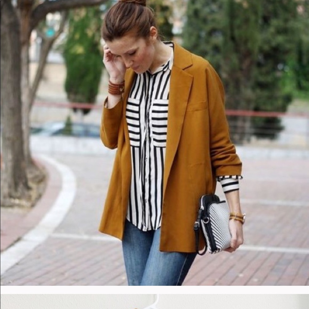 ZARA Mustard Yellow Boyfriend Blazer